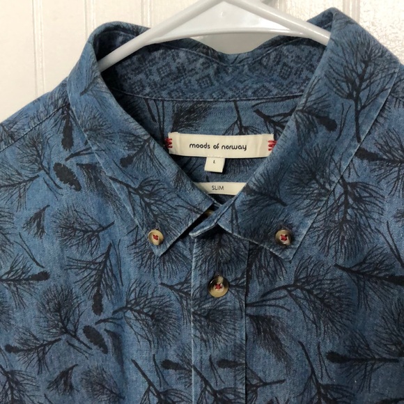 MoodsOfNorway SLIM Mens Long Slv ButtonDown SHIRT - Picture 1 of 4